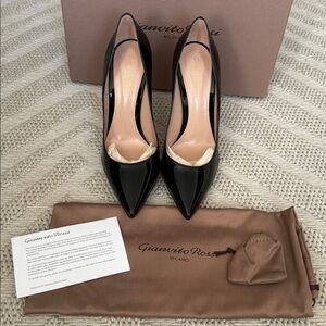 Gianvito Rossi Patent Black Stilettos 105 Heels (Size 37)
